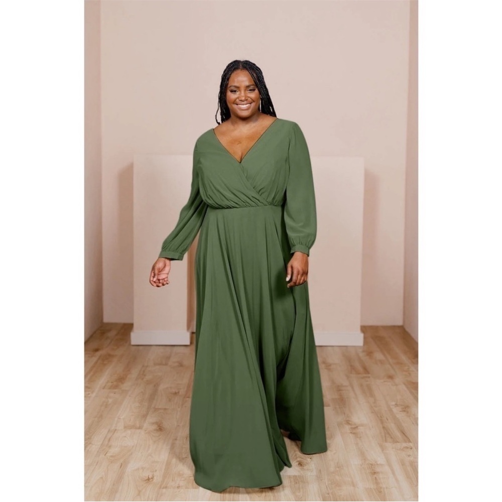 Revelry Juliet Chiffon Long Sleeve Dress - Cinnamon Rose